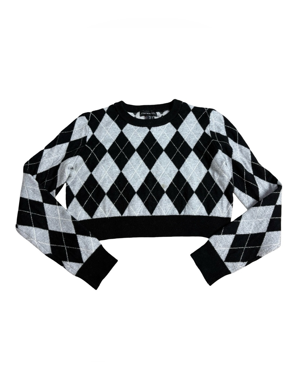 Streetwear Society Cropped Argyle Sweater